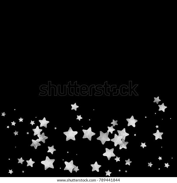 Silver Star Confetti Falling Starry Anniversary Stock Vector Royalty