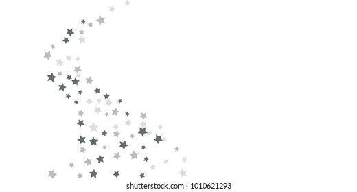Silver star of confetti. Falling stars on a white background. Illustration of flying shiny stars. Decorative element. Suitable for your design, cards, invitations, gift, vip. 