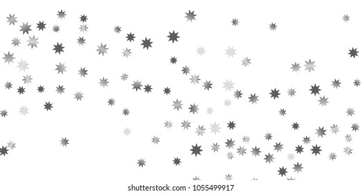 Silver star of confetti. Falling stars on a white background. Illustration of flying shiny stars. Decorative element. Suitable for your design, cards, invitations, gift, vip. 