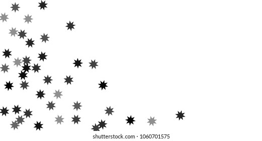 Silver star of confetti. Falling stars on a white background. Illustration of flying shiny stars. Decorative element. Suitable for your design, cards, invitations, gift, vip. 