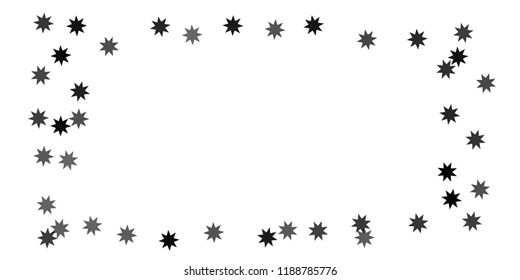 Silver star of confetti. Falling stars on a white background. Illustration of flying shiny stars. Decorative element. Suitable for your design, cards, invitations, gift, vip. 