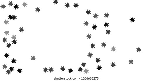 Silver star of confetti. Falling stars on a white background. Illustration of flying shiny stars. Decorative element. Suitable for your design, cards, invitations, gift, vip. 
