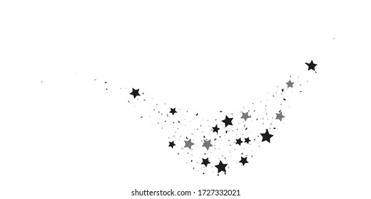 Silver star of confetti. Falling stars on a white background. Illustration of flying shiny stars. Decorative element. Suitable for your design, cards, invitations, gift, vip. 