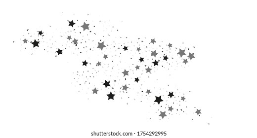Estrella plateada de confetti. Estrellas cayendo sobre un fondo blanco. Ilustración de brillantes estrellas voladoras. Elemento decorativo. Adecuado para tu diseño, tarjetas, invitaciones, regalo, vip. 