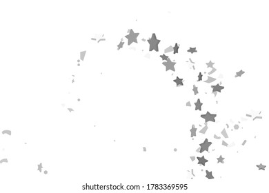Estrella plateada de confetti. Estrellas cayendo sobre un fondo blanco. Ilustración de brillantes estrellas voladoras. Elemento decorativo. Adecuado para tu diseño, tarjetas, invitaciones, regalo, vip. 