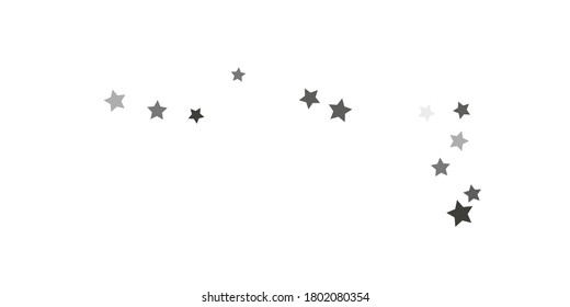 Silver star of confetti. Falling stars on a white background. Illustration of flying shiny stars. Decorative element. Suitable for your design, cards, invitations, gift, vip. 