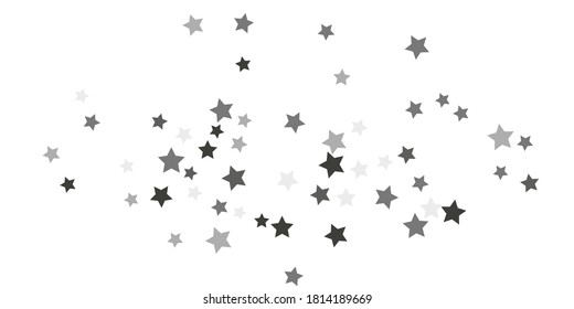 Silver star of confetti. Falling stars on a white background. Illustration of flying shiny stars. Decorative element. Suitable for your design, cards, invitations, gift, vip. 