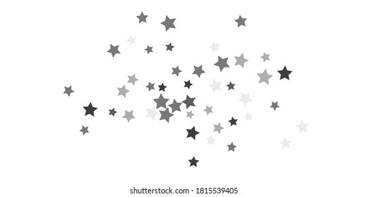 Silver star of confetti. Falling stars on a white background. Illustration of flying shiny stars. Decorative element. Suitable for your design, cards, invitations, gift, vip. 