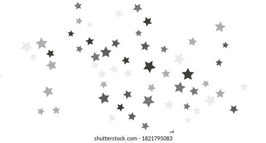 Silver star of confetti. Falling stars on a white background. Illustration of flying shiny stars. Decorative element. Suitable for your design, cards, invitations, gift, vip. 