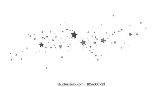 Silver star of confetti. Falling stars on a white background. Illustration of flying shiny stars. Decorative element. Suitable for your design, cards, invitations, gift, vip. 