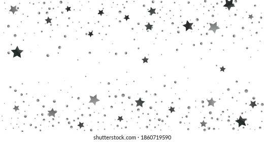Silver star of confetti. Falling stars on a white background. Illustration of flying shiny stars. Decorative element. Suitable for your design, cards, invitations, gift, vip. 