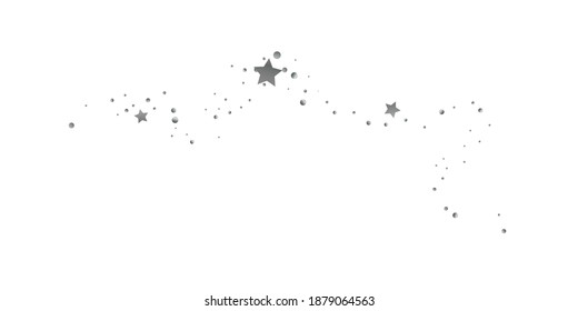 Silberstar der Konfetti. Fallende Sterne auf weißem Hintergrund. Illustration fliegender glänzender Sterne. Dekoratives Element. Geeignet für Ihr Design, Karten, Einladungen, Geschenk, Vip.