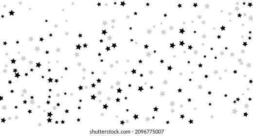 Confeti plateado. Estrellas cayendo sobre un fondo blanco. Ilustración de estrellas brillantes voladoras. Elemento decorativo. Adecuado para tu diseño, postales, invitaciones, regalo, vip.