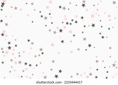 Silver star of confetti. Falling stars on a white background. Illustration of flying shiny stars. Decorative element. Suitable for your design, cards, invitations, gift, vip. 