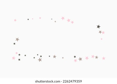 Silver star of confetti. Falling stars on a white background. Illustration of flying shiny stars. Decorative element. Suitable for your design, cards, invitations, gift, vip. 