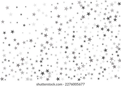 Estrella plateada de confetti. Estrellas cayendo sobre un fondo blanco. Ilustración de brillantes estrellas voladoras. Elemento decorativo. Adecuado para tu diseño, tarjetas, invitaciones, regalo, vip. 