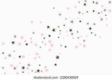 Silver star of confetti. Falling stars on a white background. Illustration of flying shiny stars. Decorative element. Suitable for your design, cards, invitations, gift, vip. 