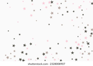 Silver star of confetti. Falling stars on a white background. Illustration of flying shiny stars. Decorative element. Suitable for your design, cards, invitations, gift, vip. 