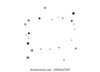 Silver star of confetti. Falling stars on a white background. Illustration of flying shiny stars. Decorative element. Suitable for your design, cards, invitations, gift, vip. 