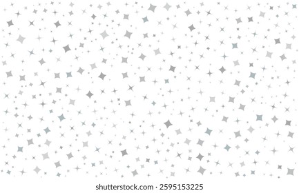 Silver star of confetti. Falling stars on a white background. Decorative element. Suitable for your design, cards, invitations