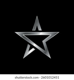 Silver Star Decorative Icon Vector Template