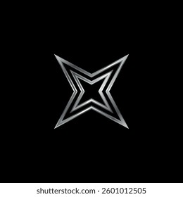 Silver Star Decorative Icon Vector Template