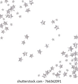 Silver star falling Pattern. Silver grey isolated pattern for your project.Astral Design.Chaotic Decor. Modern Creative Starlight Style. Vector illustration for celebration, party, holiday, invitation