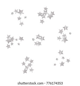 Silver star falling Pattern. Silver grey isolated pattern for your project.Astral Design.Chaotic Decor. Modern Creative Starlight Style. Vector illustration for celebration, party, holiday, invitation