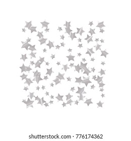 Silver star falling Pattern. Silver grey isolated pattern for your project.Astral Design.Chaotic Decor. Modern Creative Starlight Style. Vector illustration for celebration, party, holiday, invitation