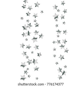 Silver star falling Pattern. Silver grey isolated pattern for your project.Astral Design.Chaotic Decor. Modern Creative Starlight Style. Vector illustration for celebration, party, holiday, invitation