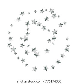 Silver star falling Pattern. Silver grey isolated pattern for your project.Astral Design.Chaotic Decor. Modern Creative Starlight Style. Vector illustration for celebration, party, holiday, invitation