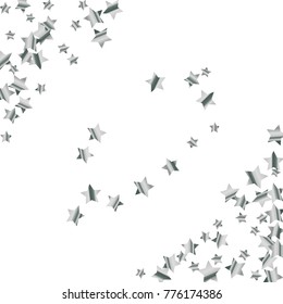 Silver star falling Pattern. Silver grey isolated pattern for your project.Astral Design.Chaotic Decor. Modern Creative Starlight Style. Vector illustration for celebration, party, holiday, invitation