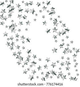 Silver star falling Pattern. Silver grey isolated pattern for your project.Astral Design.Chaotic Decor. Modern Creative Starlight Style. Vector illustration for celebration, party, holiday, invitation