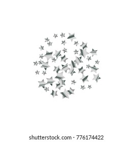 Silver star falling Pattern. Silver grey isolated pattern for your project.Astral Design.Chaotic Decor. Modern Creative Starlight Style. Vector illustration for celebration, party, holiday, invitation