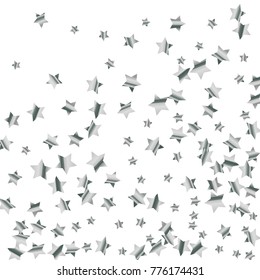 Silver star falling Pattern. Silver grey isolated pattern for your project.Astral Design.Chaotic Decor. Modern Creative Starlight Style. Vector illustration for celebration, party, holiday, invitation