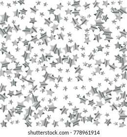 Silver star falling Pattern. Silver grey isolated pattern for your project.Astral Design.Chaotic Decor. Modern Creative Starlight Style. Vector illustration for celebration, party, holiday, invitation