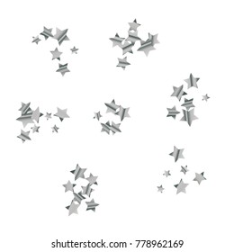 Silver star falling Pattern. Silver grey isolated pattern for your project.Astral Design.Chaotic Decor. Modern Creative Starlight Style. Vector illustration for celebration, party, holiday, invitation
