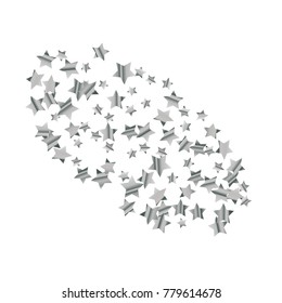 Silver star falling Pattern. Silver grey isolated pattern for your project.Astral Design.Chaotic Decor. Modern Creative Starlight Style. Vector illustration for celebration, party, holiday, invitation