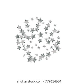 Silver star falling Pattern. Silver grey isolated pattern for your project.Astral Design.Chaotic Decor. Modern Creative Starlight Style. Vector illustration for celebration, party, holiday, invitation