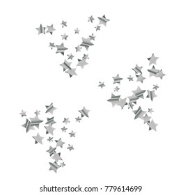 Silver star falling Pattern. Silver grey isolated pattern for your project.Astral Design.Chaotic Decor. Modern Creative Starlight Style. Vector illustration for celebration, party, holiday, invitation