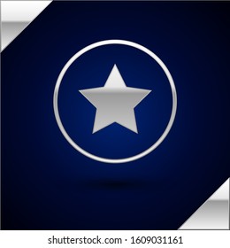 Silver Star icon isolated on dark blue background. Favorite, best rating, award symbol.  Vector Illustration