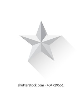 Silver Star icon Long Shadow  vector illustration