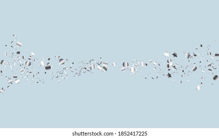 silberner Stern einzeln auf Vektorblauem Hintergrund. Abstrakter Confetti-Zweig. Einladung zur puristischen Dekoration. Silberfliegerei.