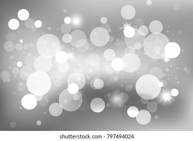 Silver star light shiny bokeh blur bubble fresh galaxy luxury abstract background
