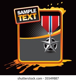 silver star medal on gold splattered template