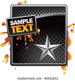 silver star on black halftone grungy advertisement