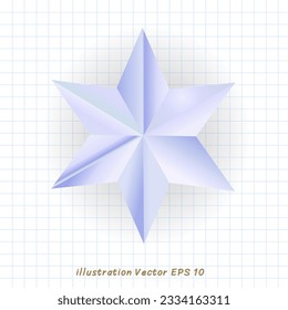 Estrella plateada sobre papel a cuadros,Diseño moderno plano ,Ilustración vectorial EPS 10