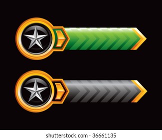 silver star on green and black arrows