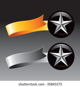 silver star on orange and silver ribbons