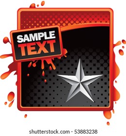 silver star on red and black halftone grungy ad